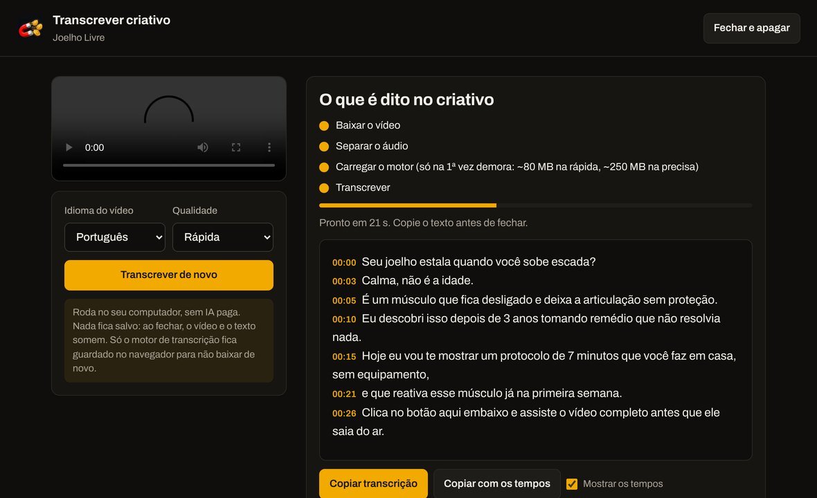 Transcrição de um criativo com os tempos