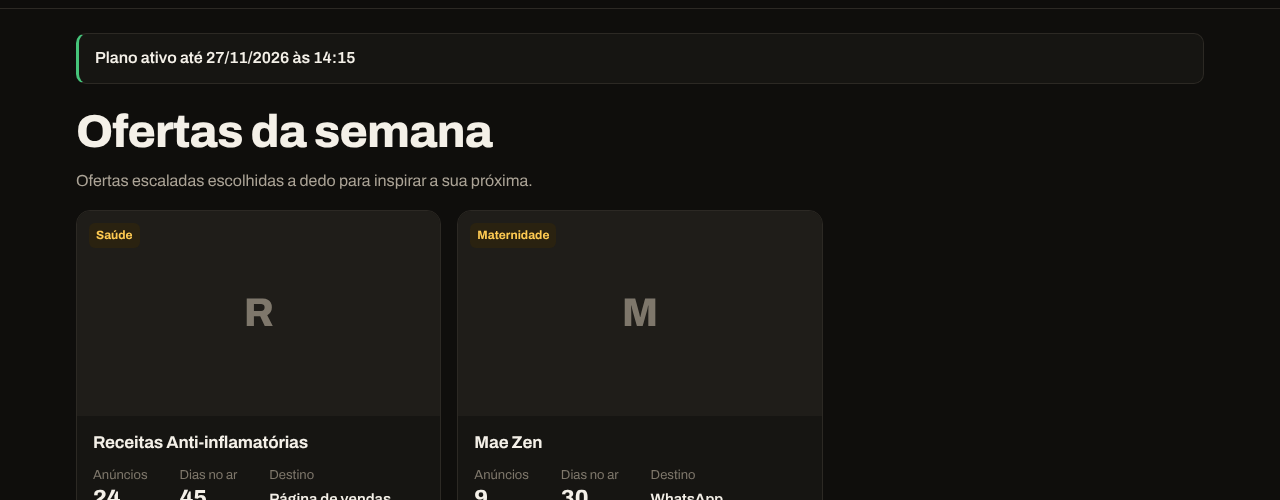 Ofertas da semana no painel